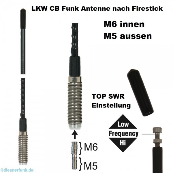LKW CB Antenne nach Firestick M6 auf M5 60cm