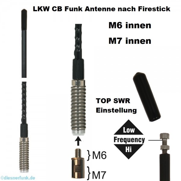 LKW CB Antenne nach Firestick M6 auf M7 60cm