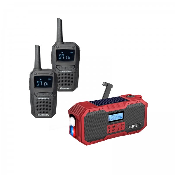 Notfallset PMR-Advanced: Outdoor Funkgeräte + Kurbelradio