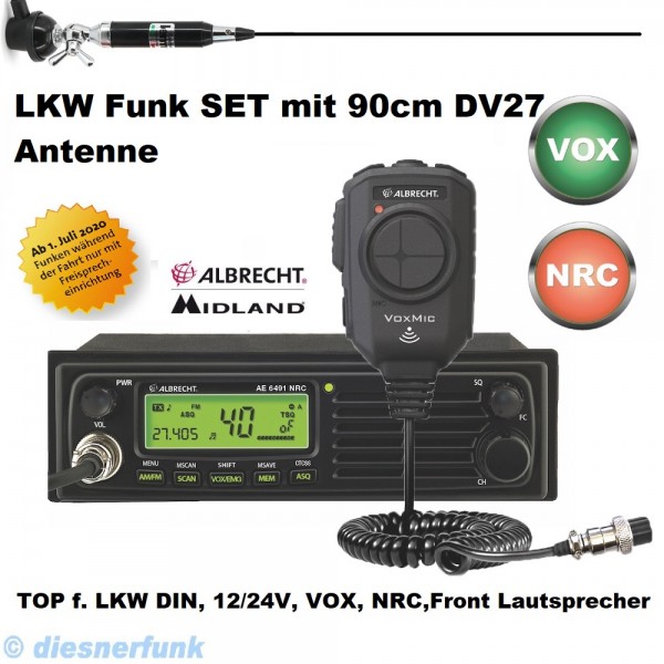 Albrecht AE 6491 NRC inkl VOX Mikrofon CB Funkgerät &amp; 90cm DV27 Antenne LEMM900